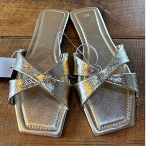 NEW H&M Womens Gold Metallic Sandals Slides Dressy Size 9